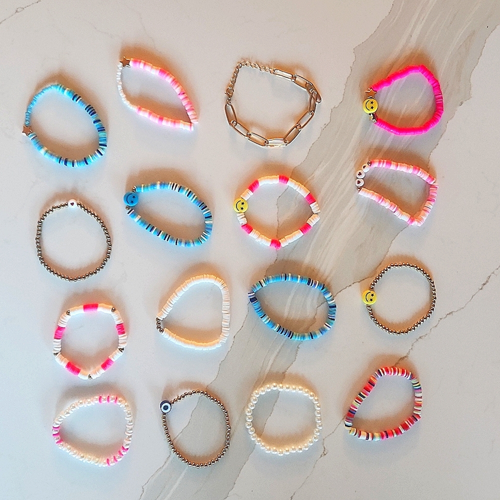 16 Clay Bead Bracelets